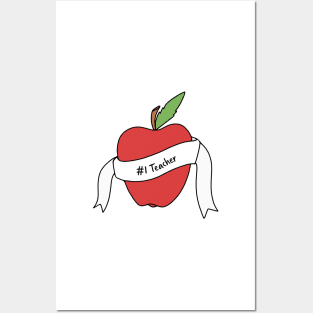 #1 Teacher Apple Posters and Art